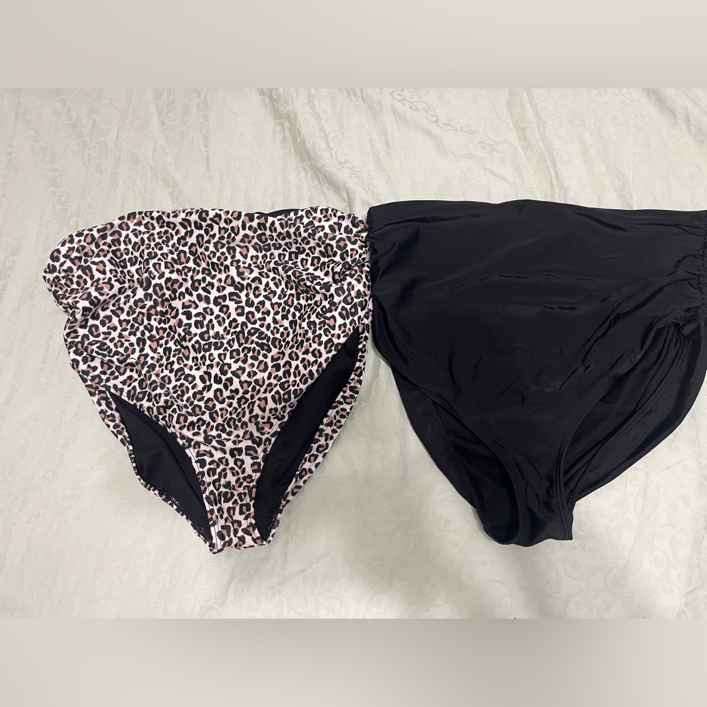 2 Albion Fit bikini bottoms Ruched High-Waisted Bottoms, both size L